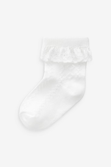 White Lace Baby Socks 3 Pack (0mths-2yrs)