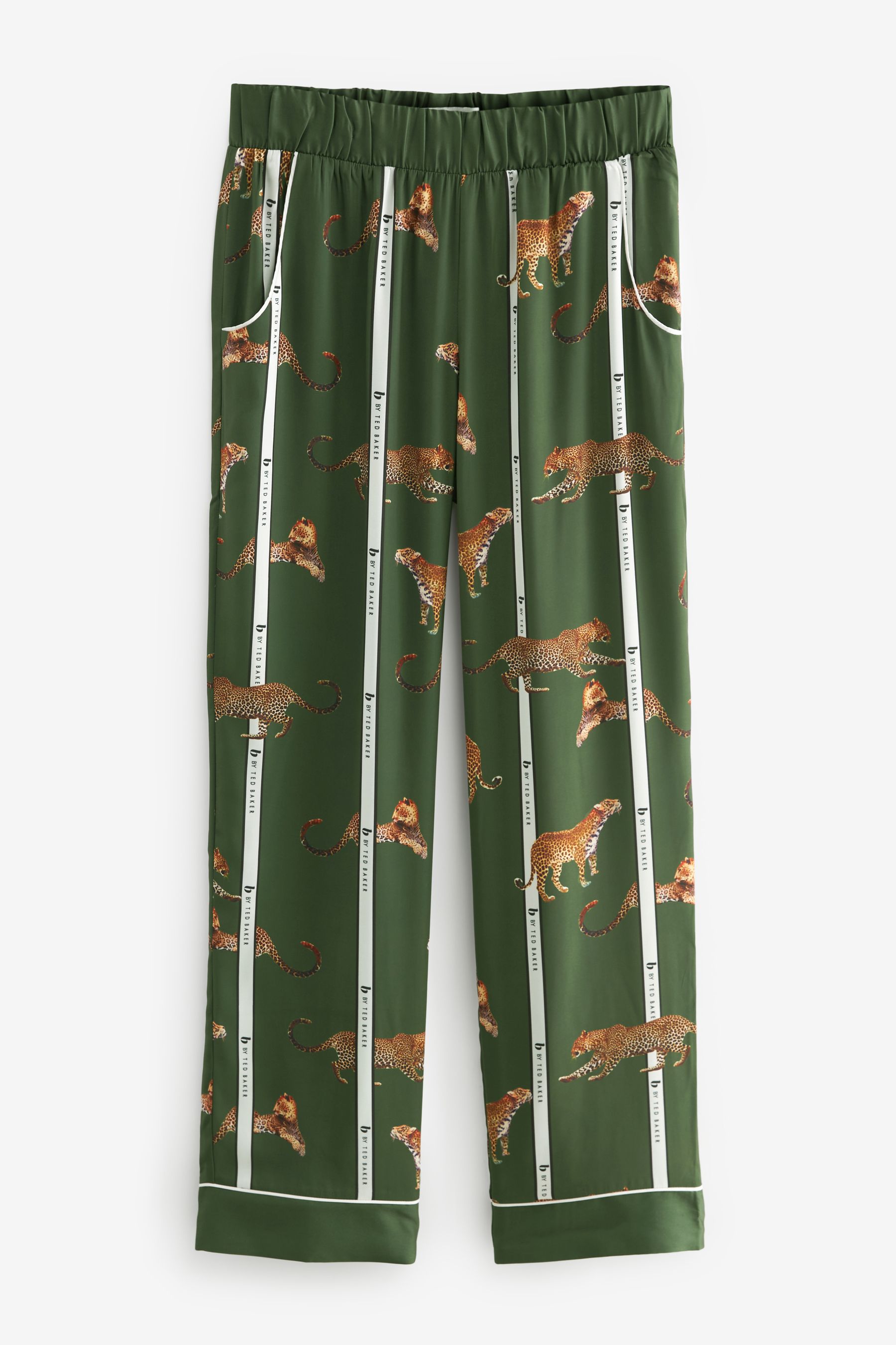 B By Ted Baker Floral Satin Button Through Pyjamas 24 GREEN Womens