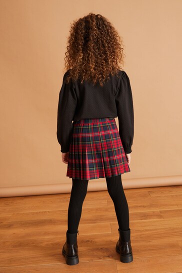 Red Pleated Check Skirt (3-16yrs)