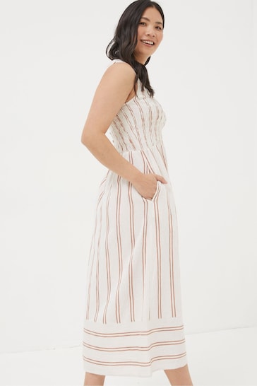 FatFace Natural Aria Stripe Midi Dress