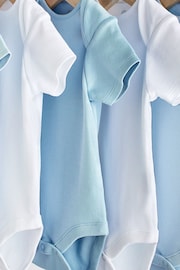 Blue/White 5 Pack Plain Baby Bodysuits - Image 3 of 6