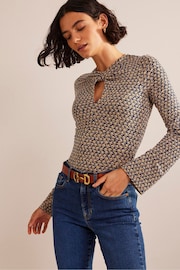 Boden Brown Knot Front Flare Sleeve Top - Image 1 of 4