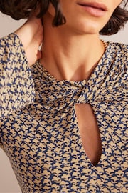 Boden Brown Knot Front Flare Sleeve Top - Image 3 of 4
