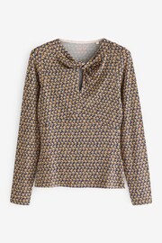 Boden Brown Knot Front Flare Sleeve Top - Image 4 of 4