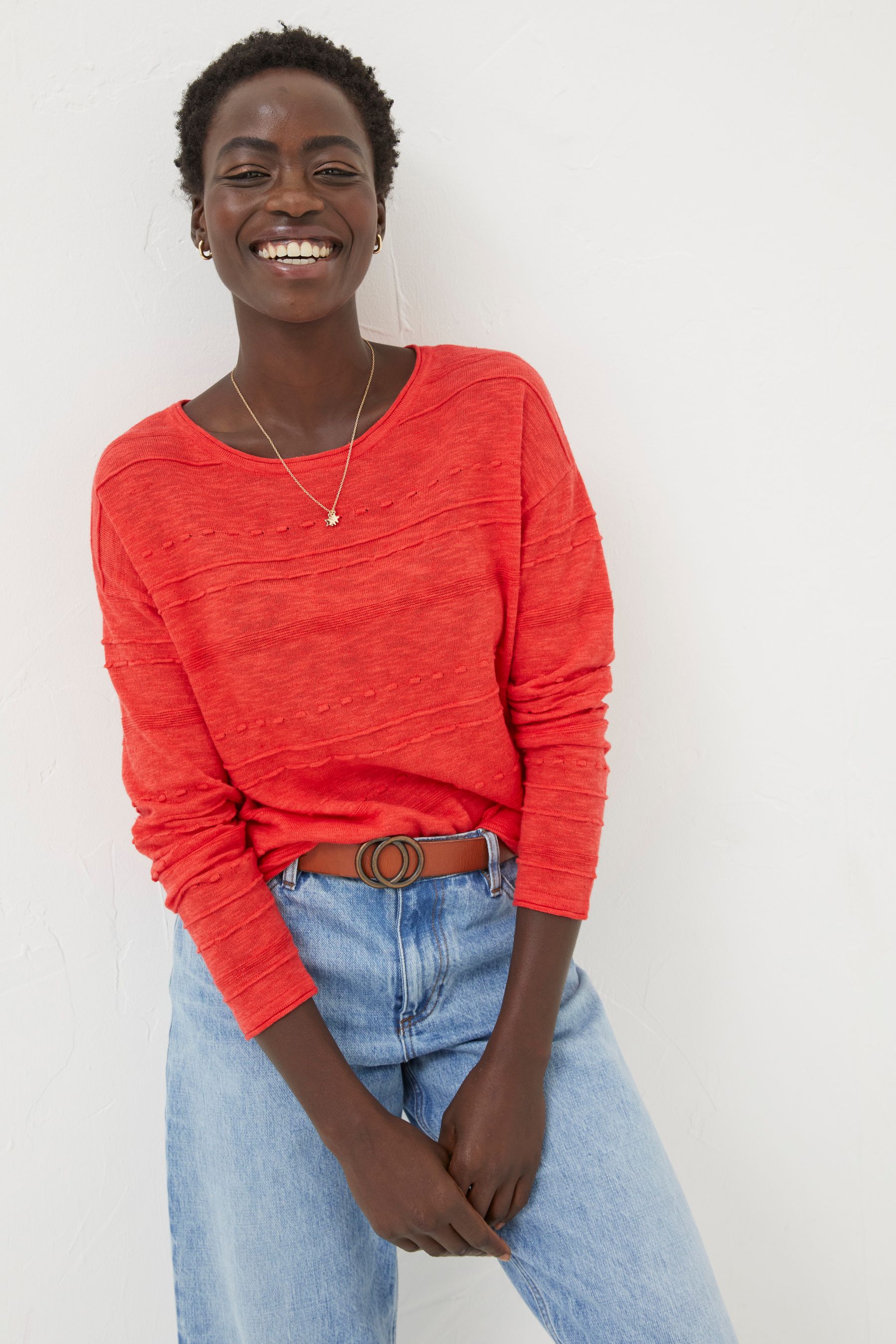 Buy FatFace Red Isabelle Cotton Linen Jumper from the Next UK