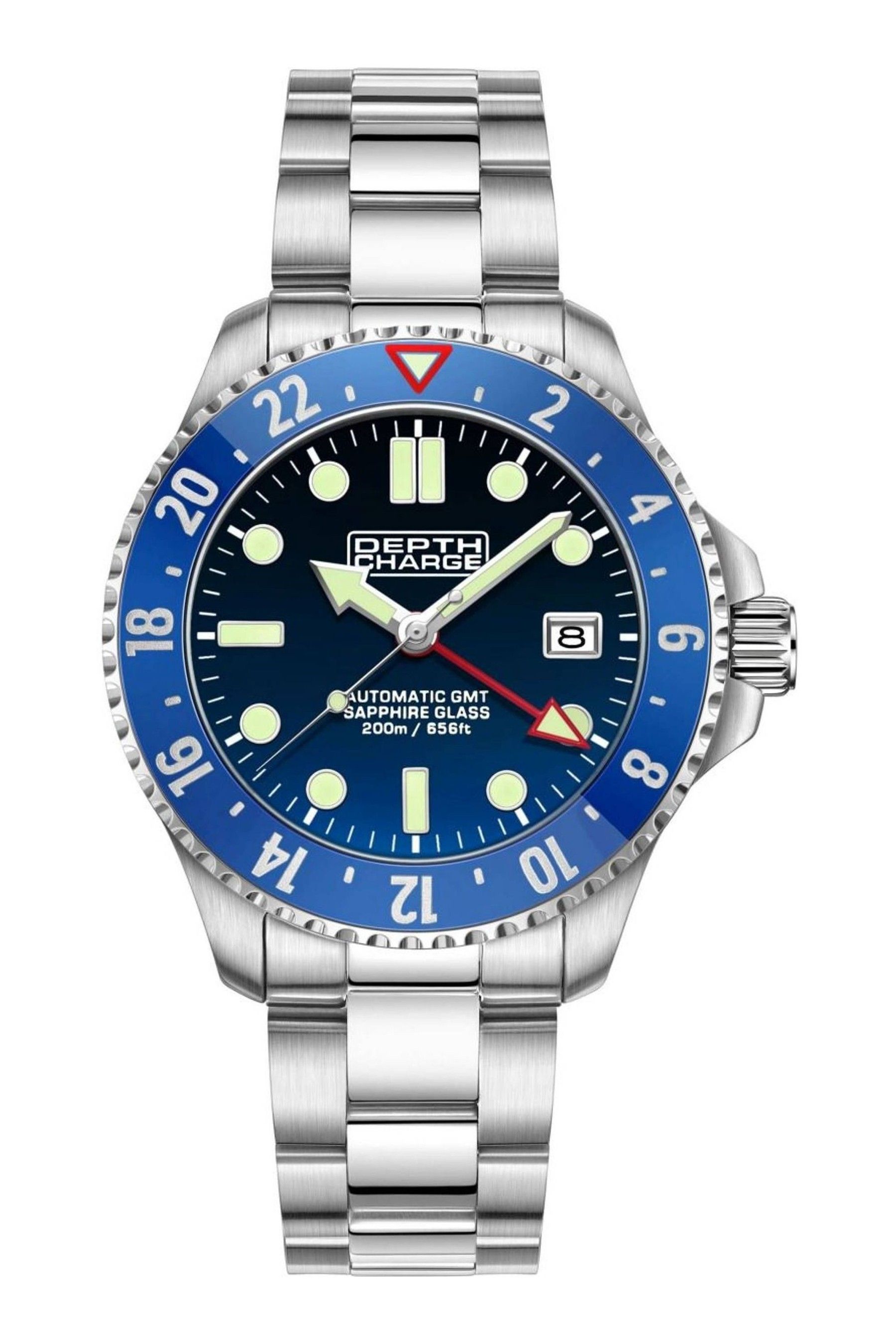 Buy Depth Charge Gents Silver Tone GMT Dive Watch from the Next UK online shop