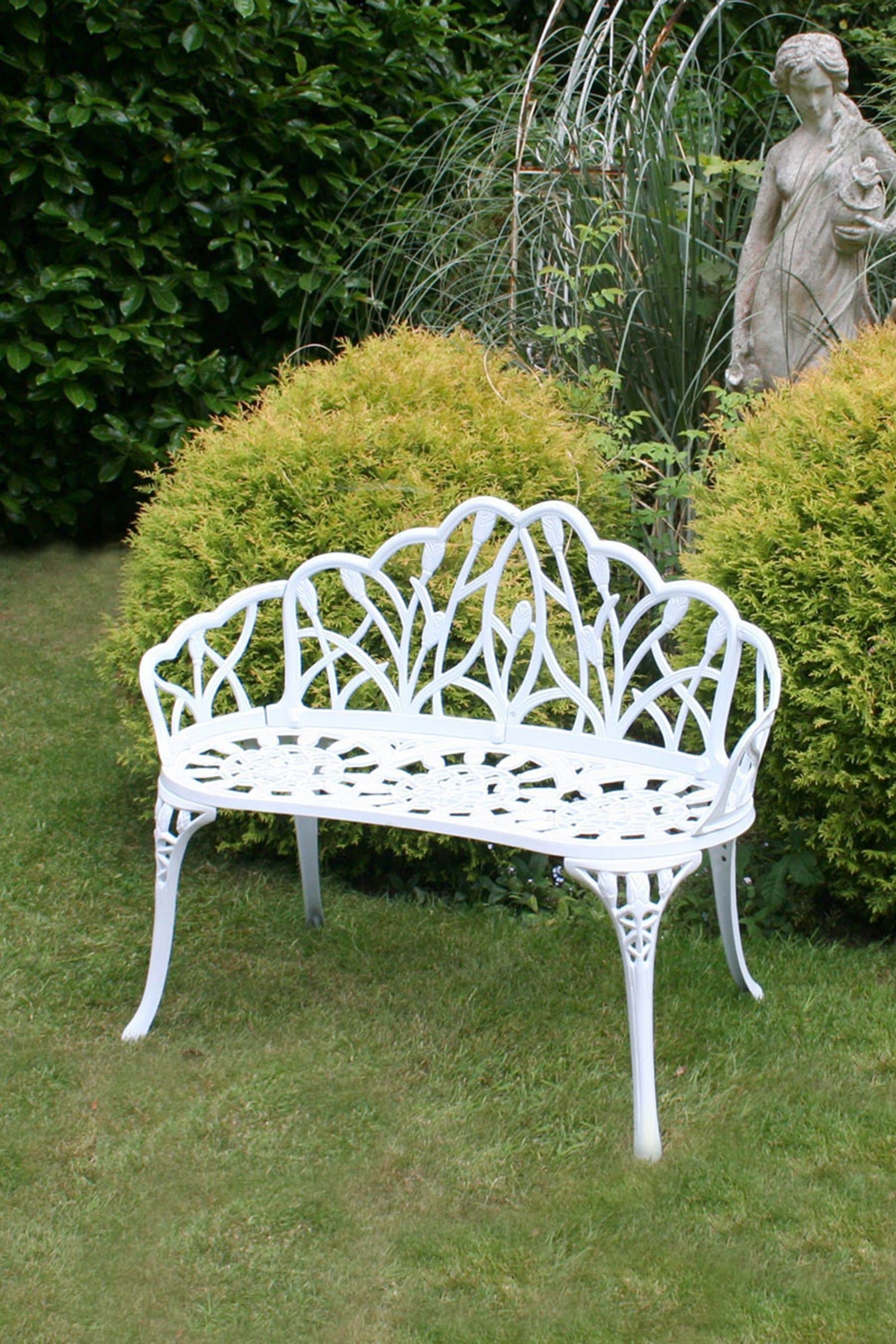 Buy Charles Bentley White Tulip Cast Aluminium Metal 2 Seats Garden Patio Bench Seat from the Next UK online shop