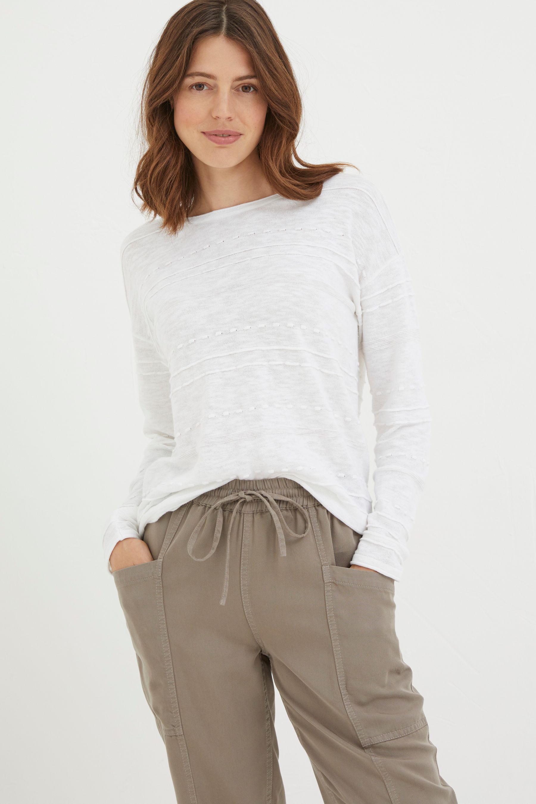 Buy FatFace Isabelle White Cotton Linen Jumper from the Next UK online shop
