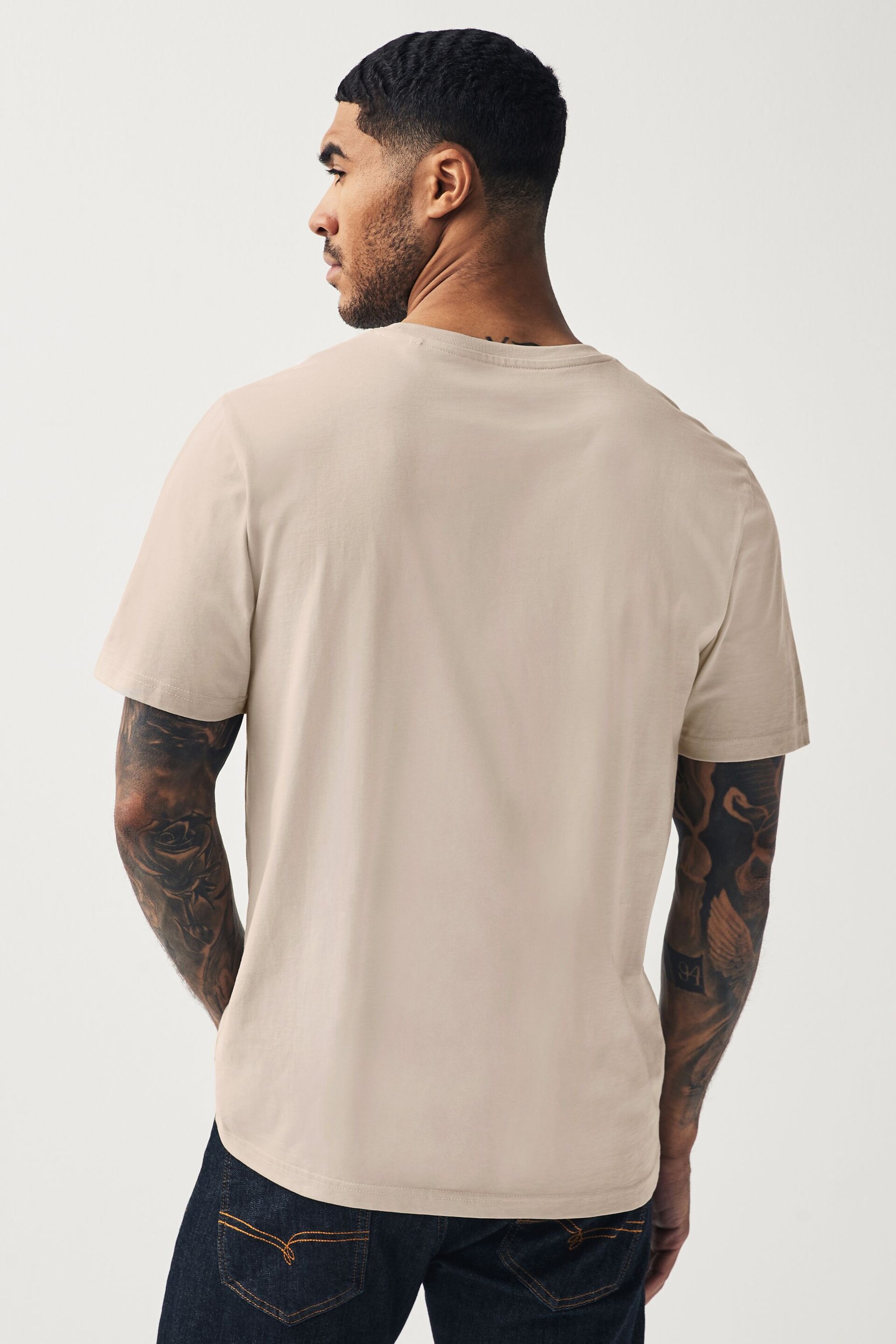 Neutral Light Regular Fit Essential Crew Neck T-Shirt - Image 3 of 7