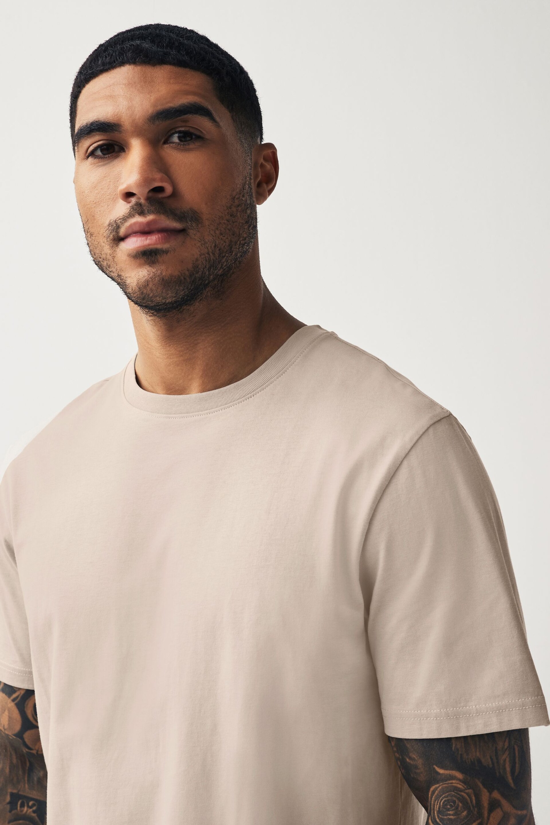 Neutral Light Regular Fit Essential Crew Neck T-Shirt - Image 4 of 7