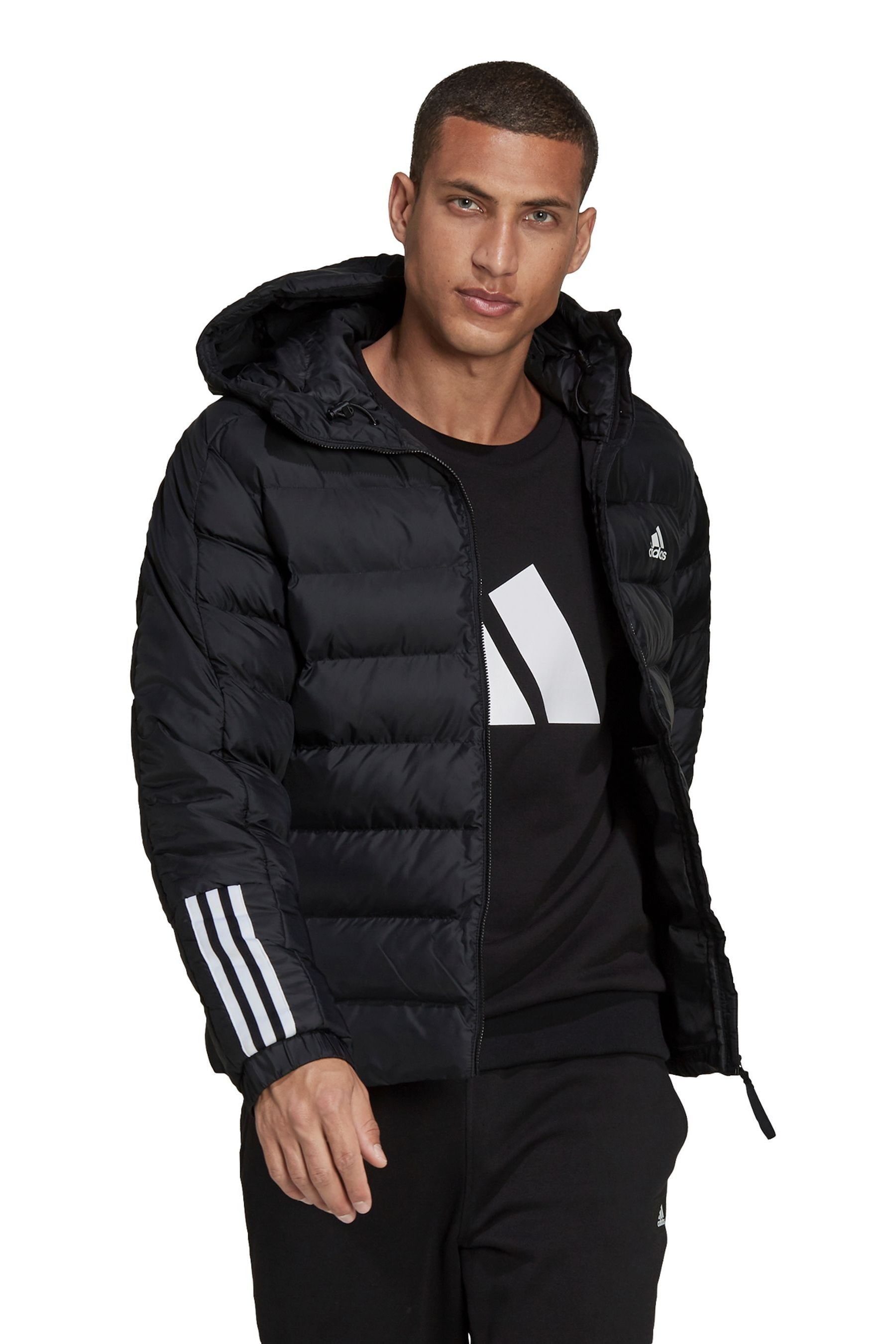 adidas Terrex Black Itavic 3 Stripes Midweight Hooded Jacket