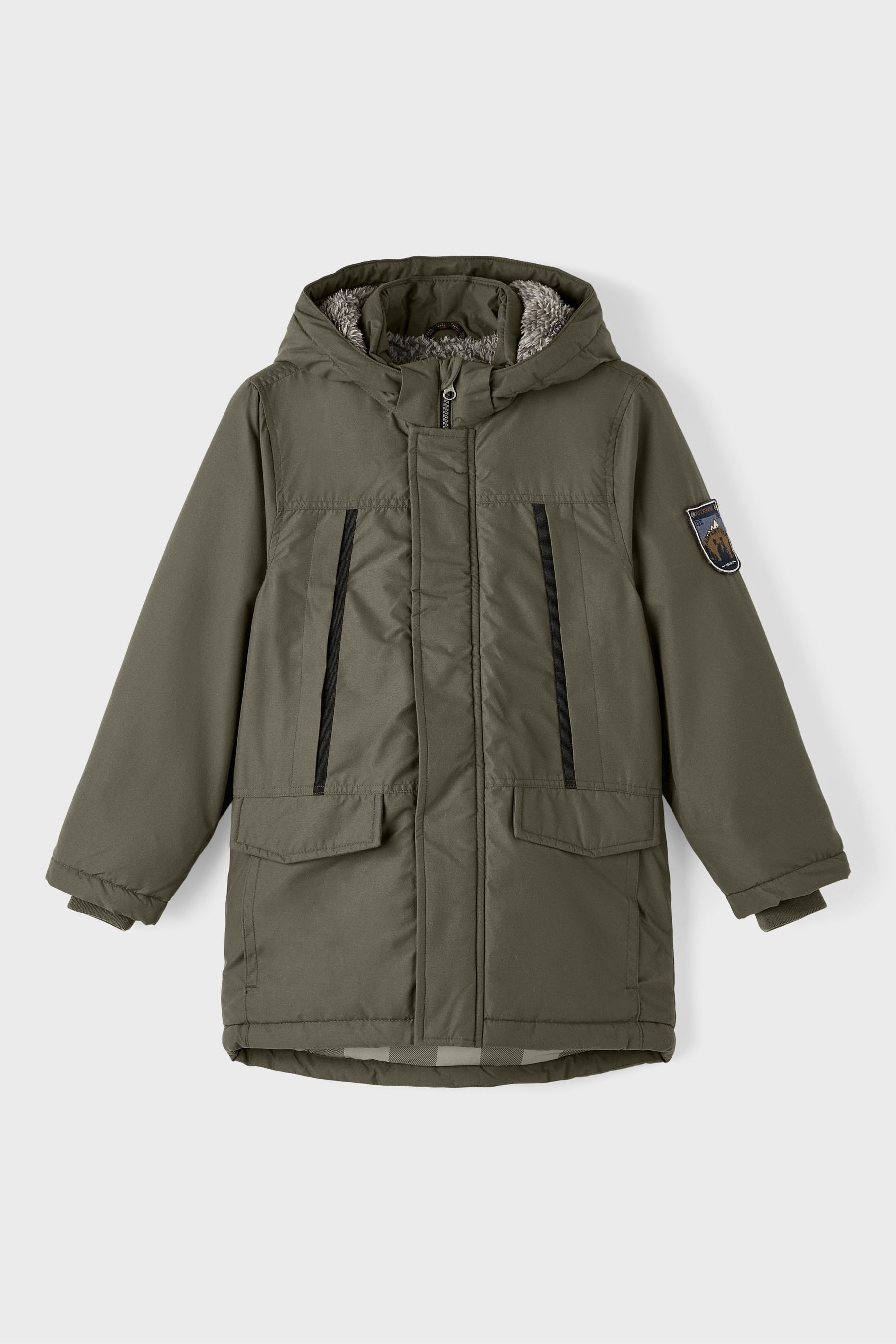 Buy Name It Green Fleece Lined Parka Coat from Next Luxembourg