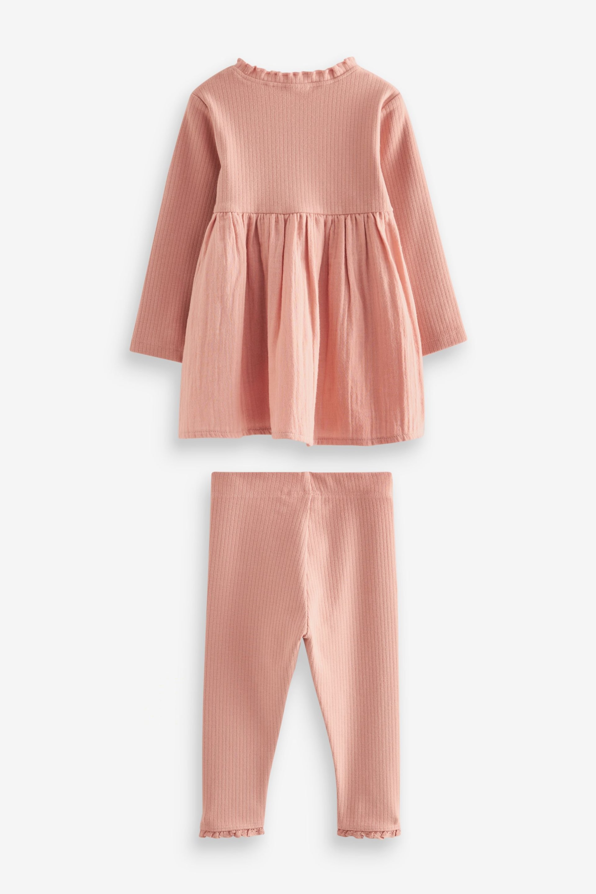 Pink Appliqué Dress & Legging Set (3mths-7yrs) - Image 2 of 4