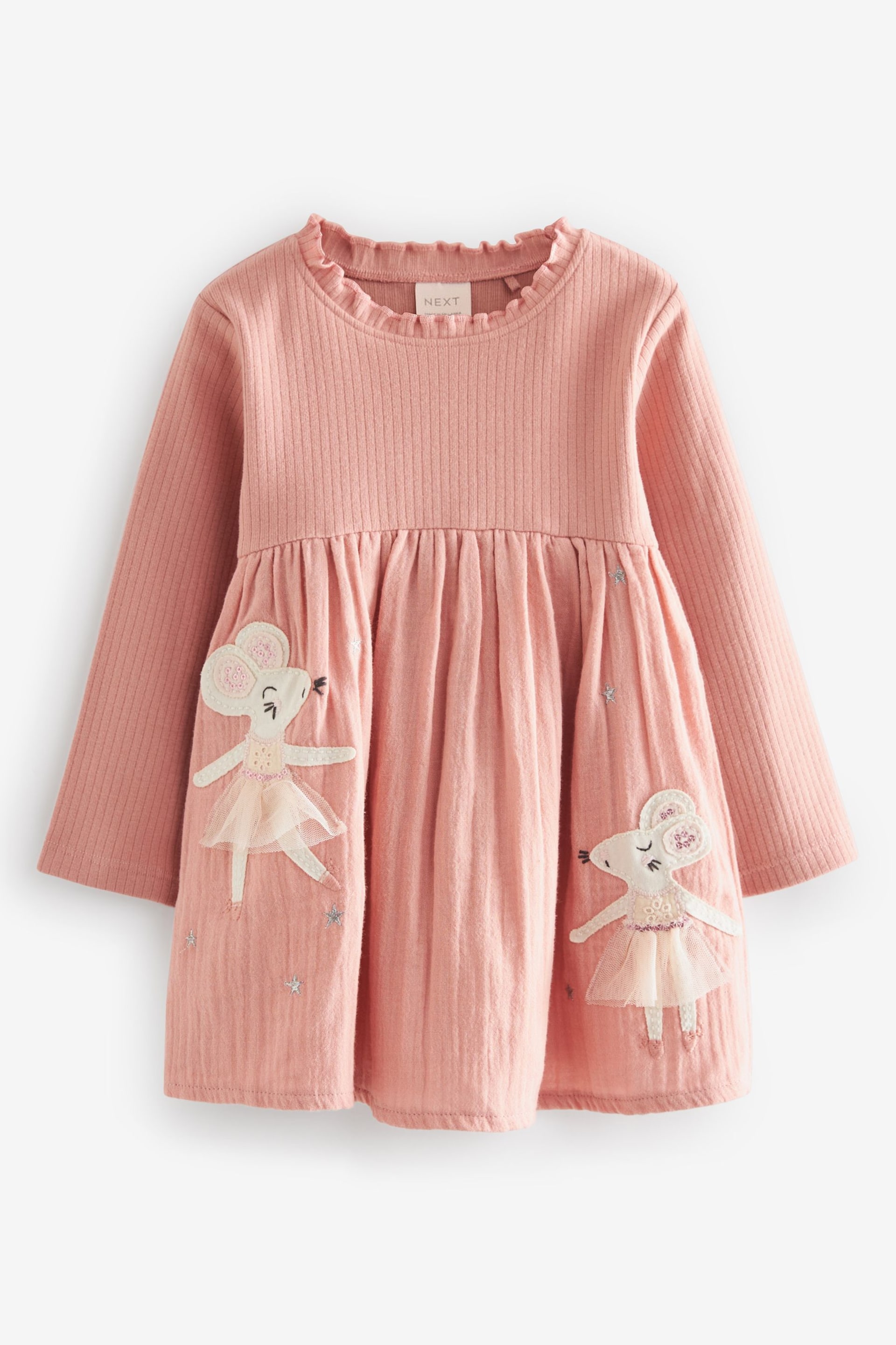 Pink Appliqué Dress & Legging Set (3mths-7yrs) - Image 3 of 4