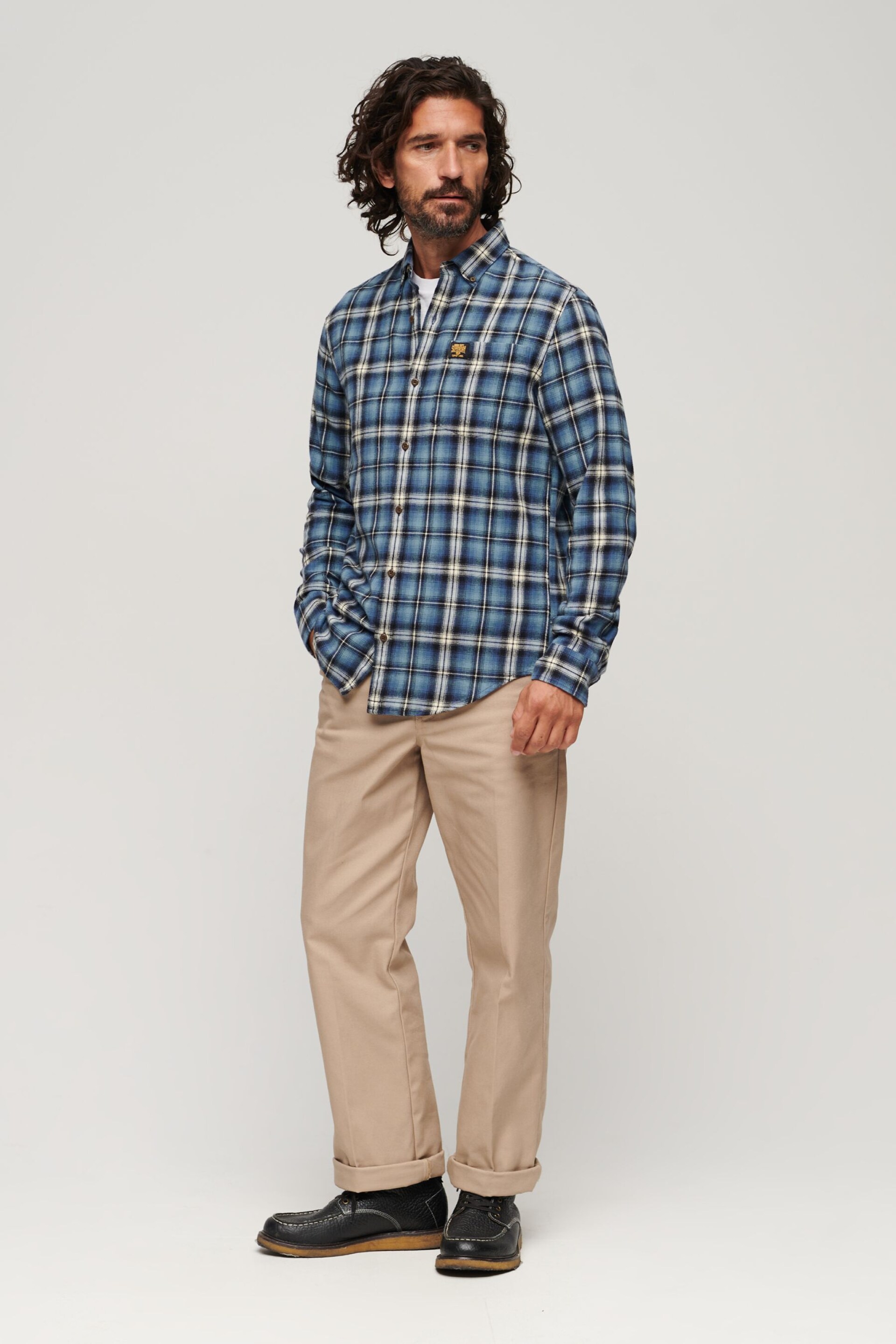 Superdry Blue Long Sleeve Cotton Lumberjack Shirt - Image 3 of 9