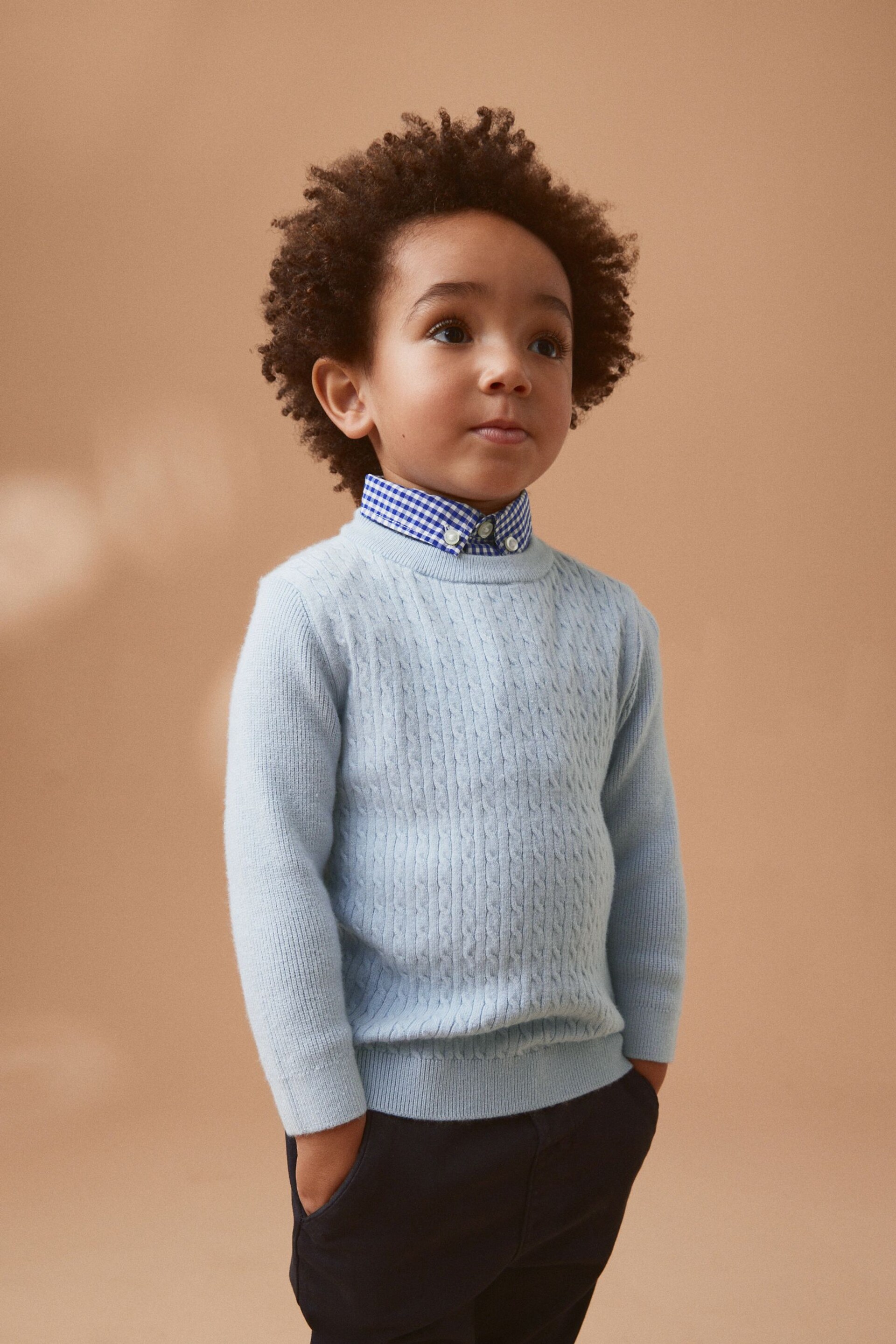 Blue Plain Mockshirt Jumper (3mths-7yrs) - Image 1 of 7