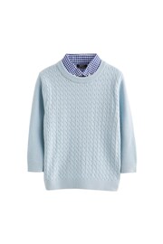 Blue Plain Mockshirt Jumper (3mths-7yrs) - Image 5 of 7