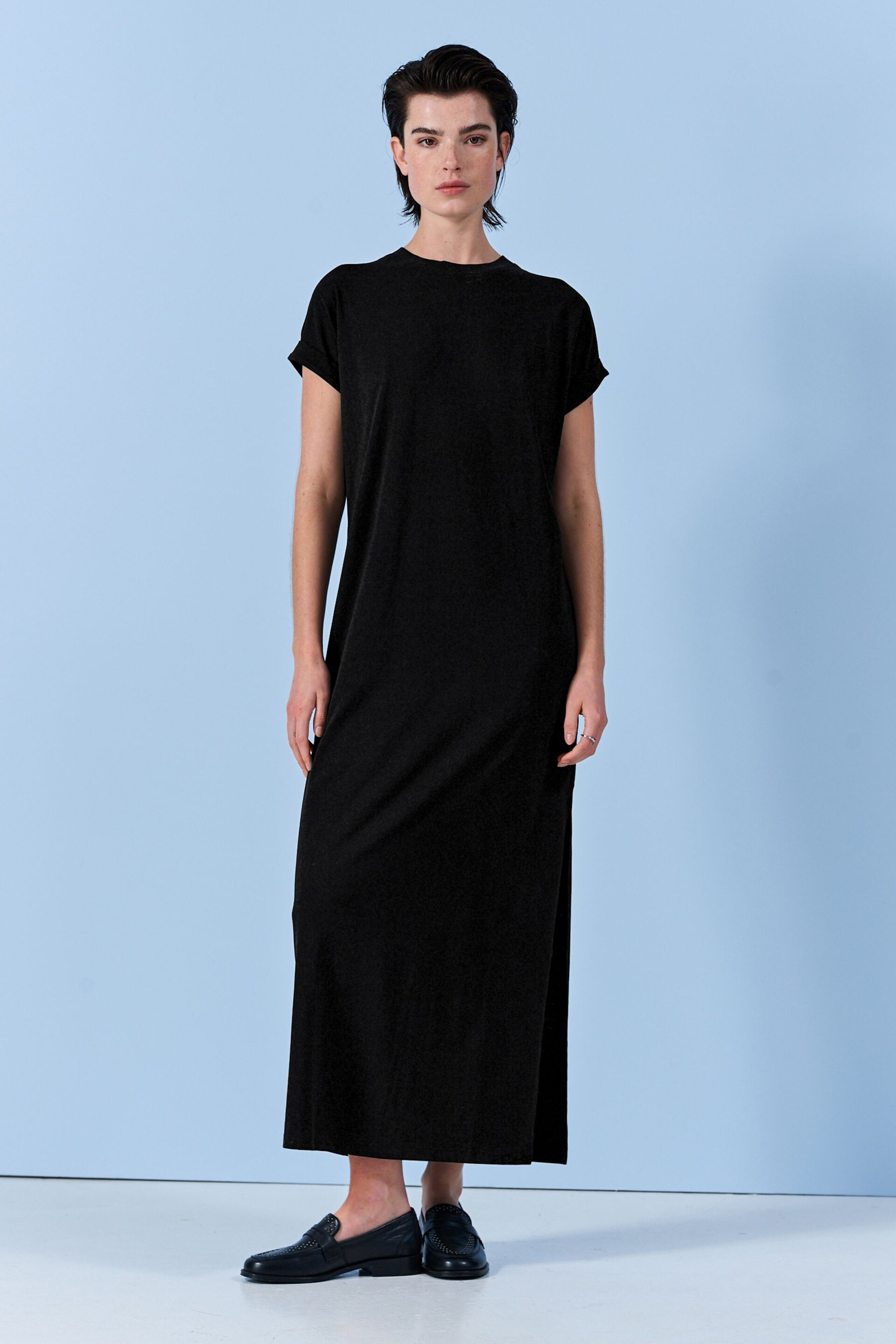Black Short Sleeve Maxi T-Shirt Dress - Image 1 of 6