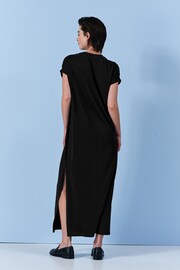 Black Short Sleeve Maxi T-Shirt Dress - Image 3 of 6