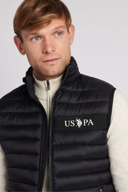 U.S. Polo Assn. Mens Lightweight Quilted Tape Black Gilet - Image 3 of 7