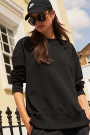 Black Essentials Longline Relaxed Fit Cotton Sweatshirt - Image 1 of 6