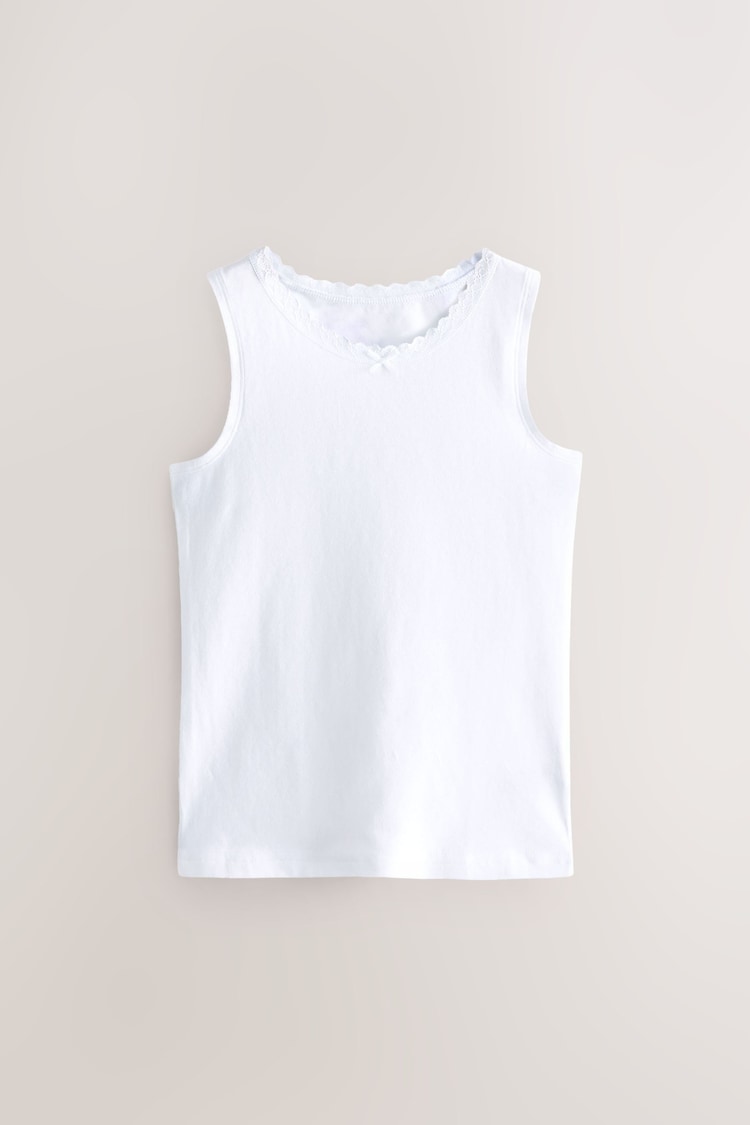 White 5 Pack Lace Trim Vest (1.5-16yrs) - Image 2 of 4