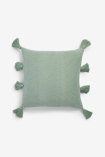 Sage Green 43 x 43cm Sahara Tassel Cushion