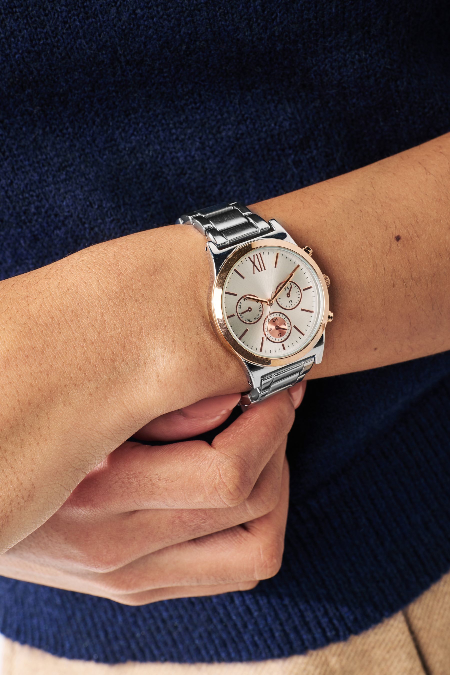 Silver boyfriend watch hot sale