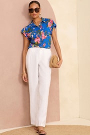 Love & Roses Blue Petite Roll Sleeve Utility Shirt - Image 2 of 4