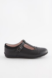 Black Wide Fit (G) Leather T-Bar Leather Shoes - Image 2 of 5