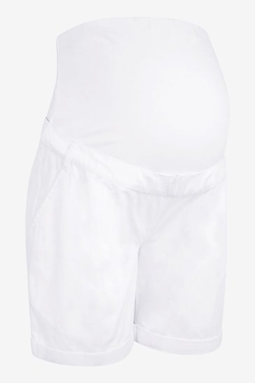 JoJo Maman Bébé White Maternity Chino Shorts