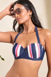 Love & Roses Navy Stripe Balconette Bikini Top - Image 3 of 4