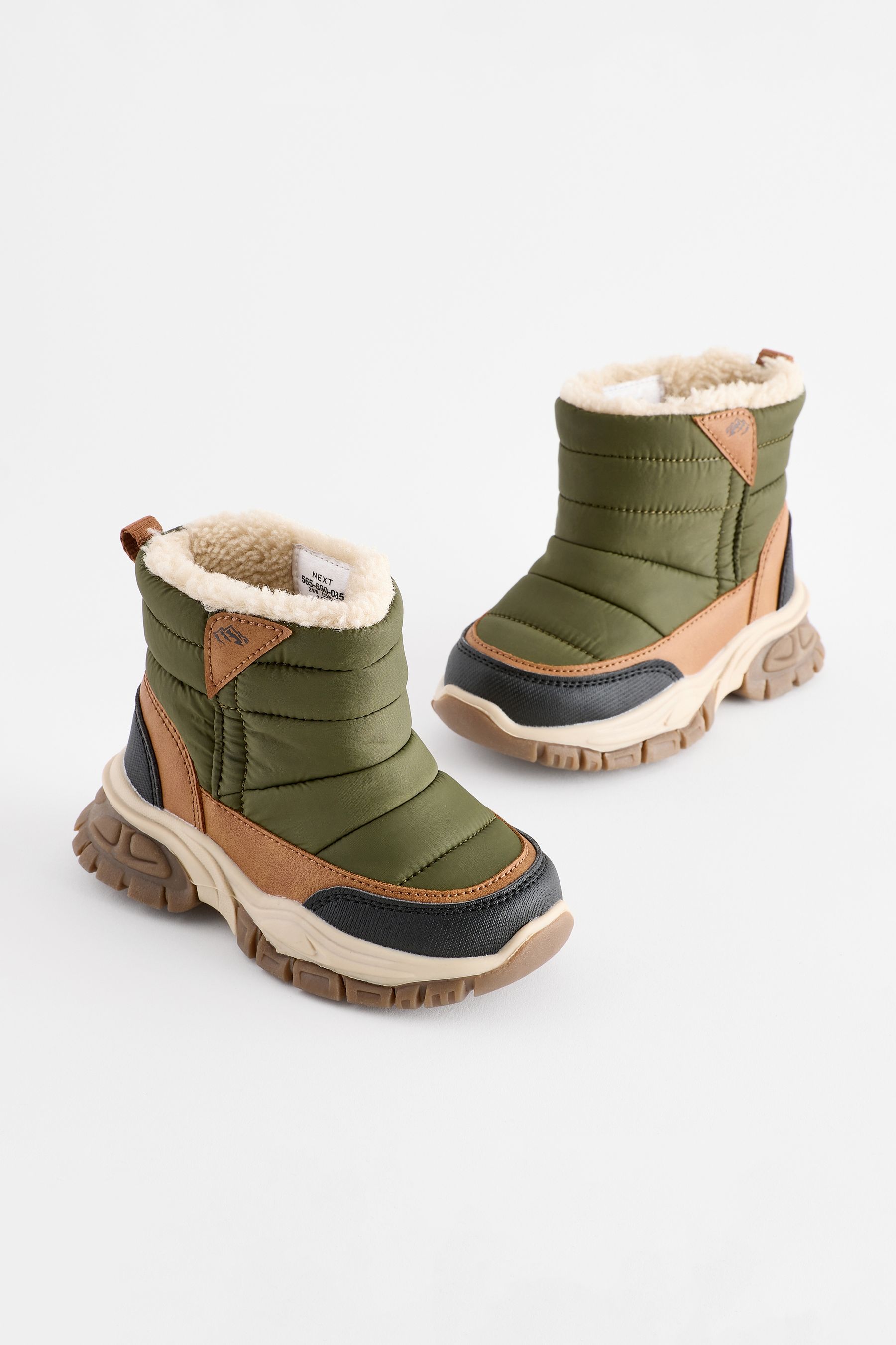 Buy Green Quilted Snow Boots from Next Luxembourg