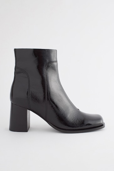Black Forever Comfort® Square Toe Heeled Ankle Boots
