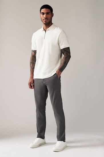 Dark Grey Slim Fit Stretch Chinos Trousers