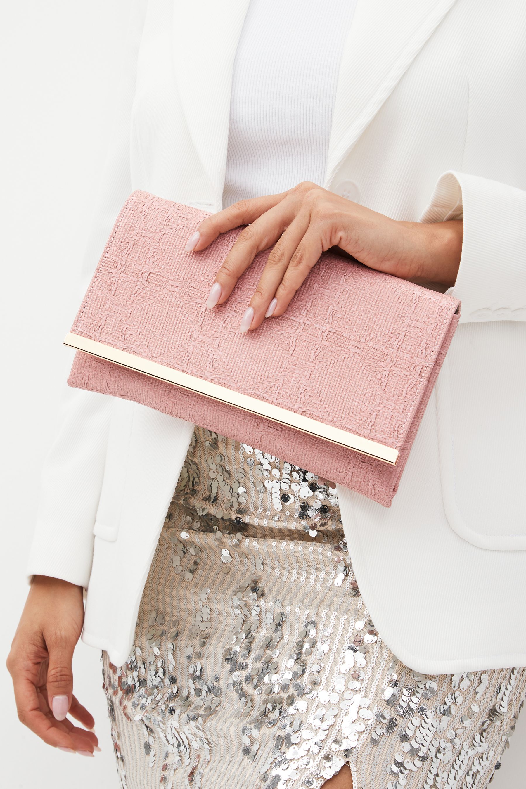 Buy Light Pink Clutch Bag With Detachable Cross Body Chain from Next Luxembourg