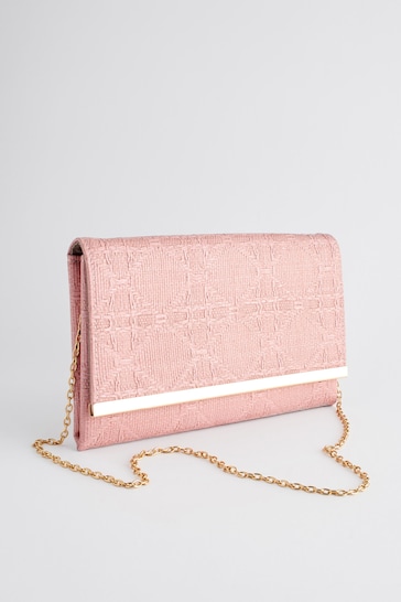 Light Pink Clutch Bag With Detachable Cross-Body Chain