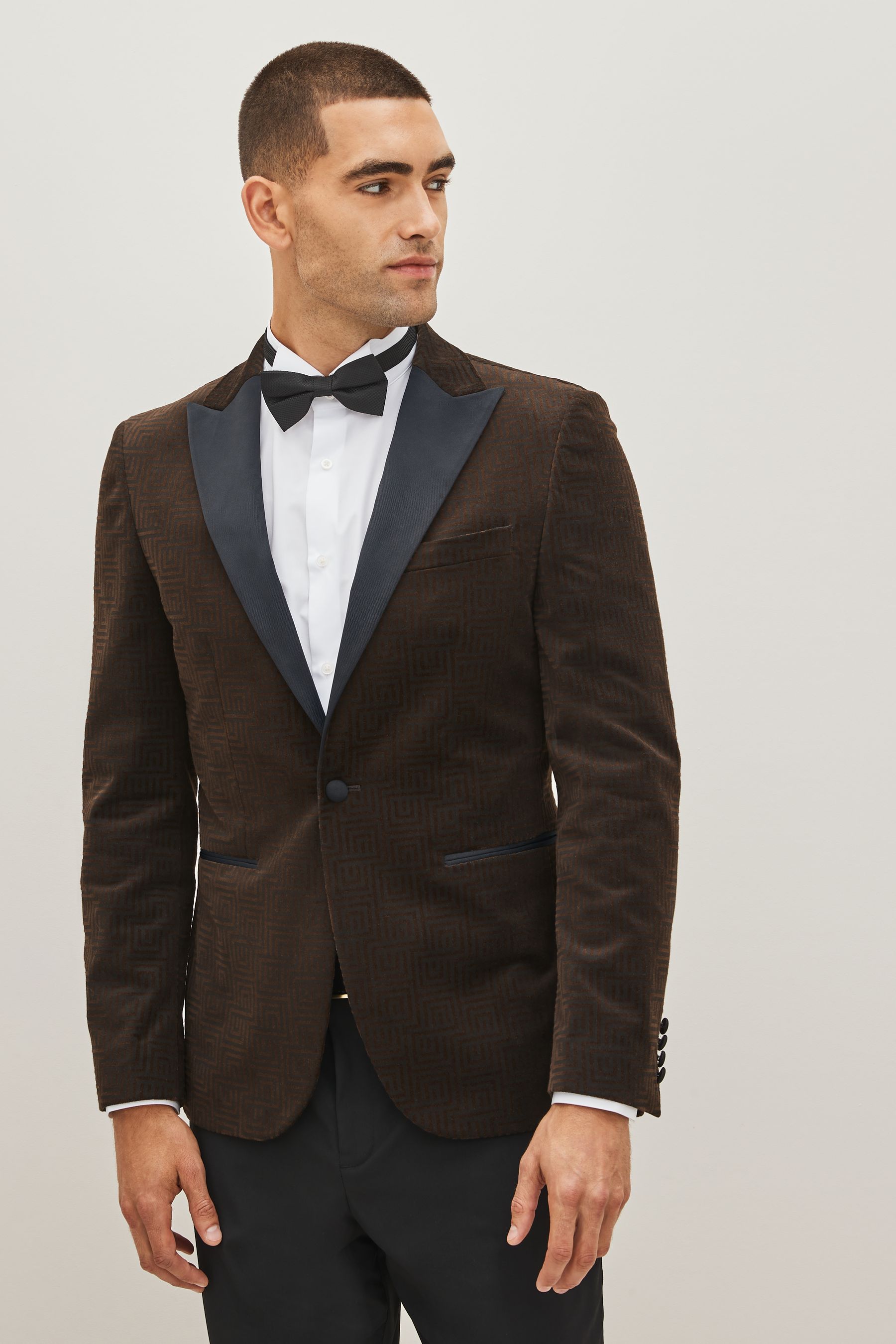 Buy Brown Slim Printed Velvet Jacket from Next Luxembourg