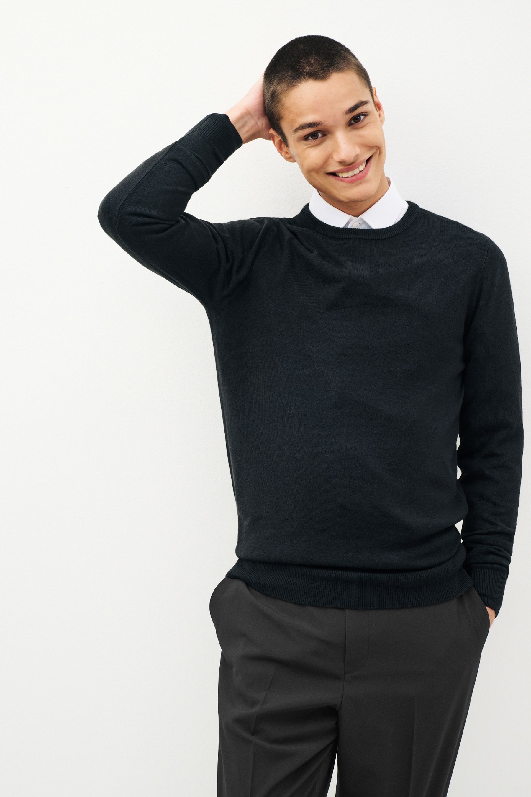 Buy Black Crew Neck Regular Soft Touch Knit Jumper from the Next UK online shop