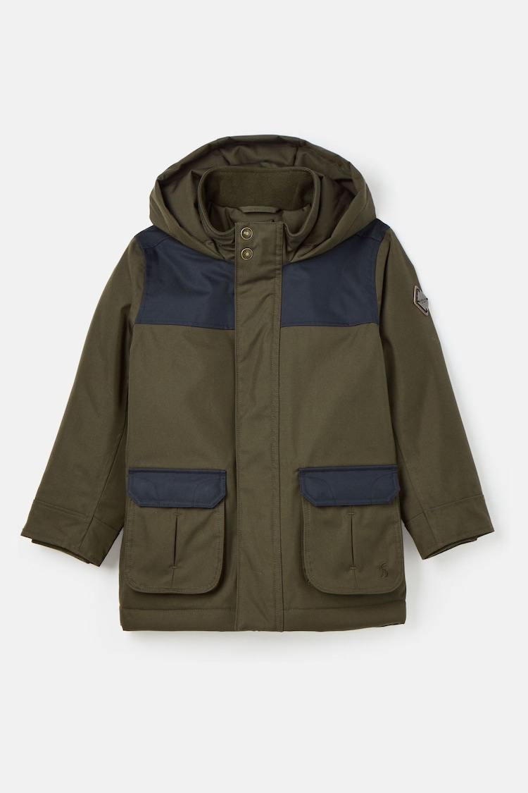 Joules Ultimate Khaki Green Waterproof Coat with Quilted Lining - Image 1 of 7