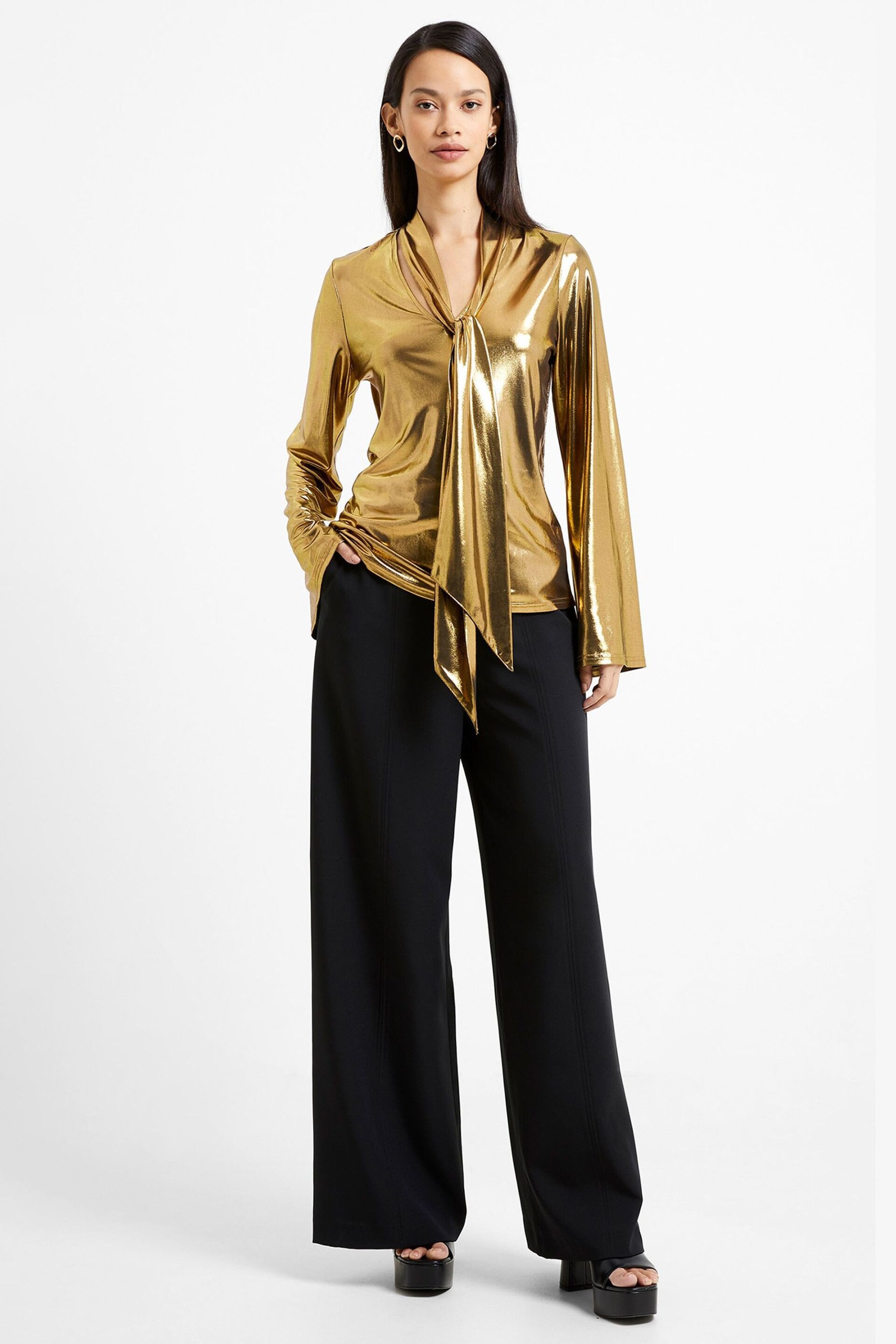 French Connection Ronja Liquid Metallic Blouses - Image 3 of 4