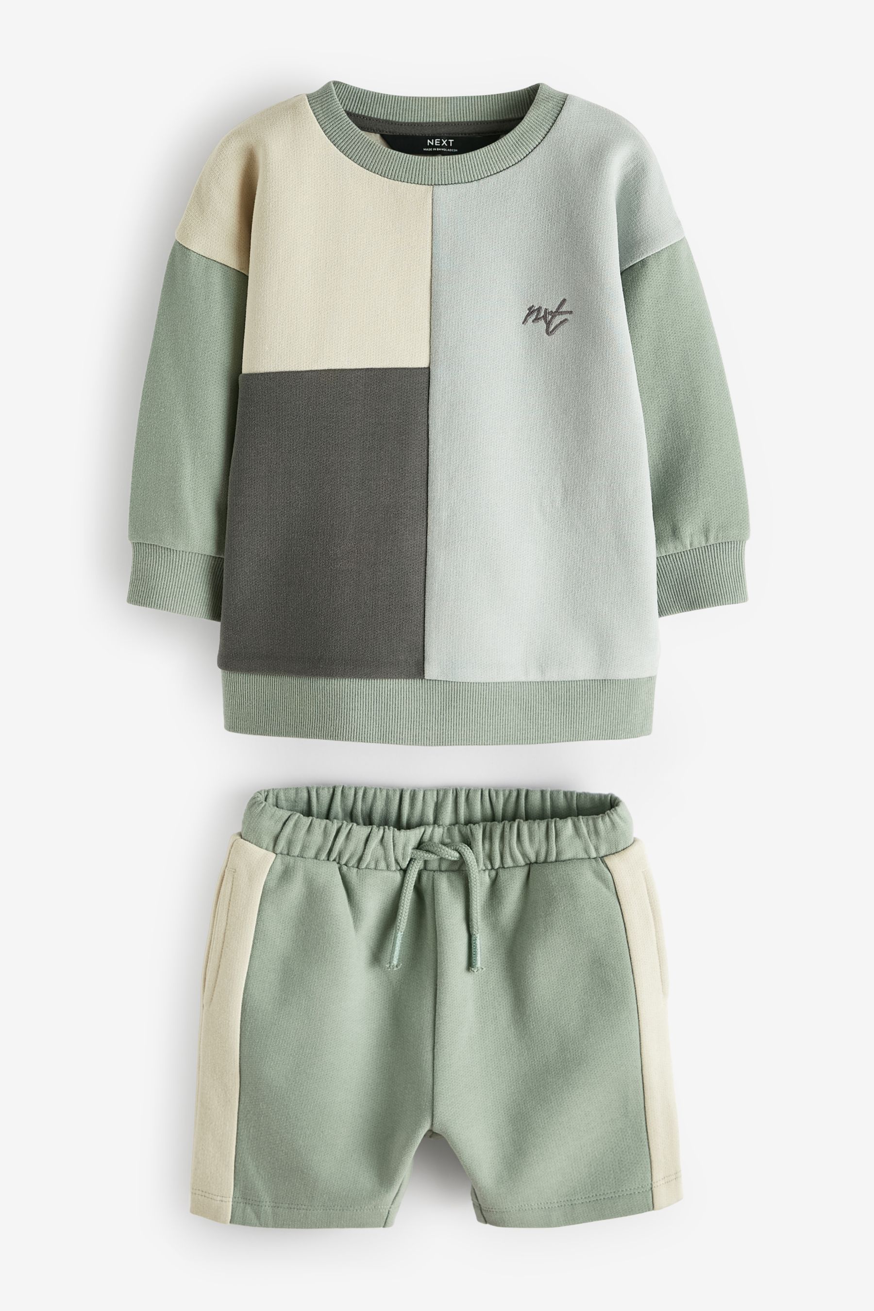 Buy Mineral Blue Mint Green Oversized Colourblock 100 Cotton Sweatshirt and Shorts Set 3mths 7yrs from Next United Arab Emirates