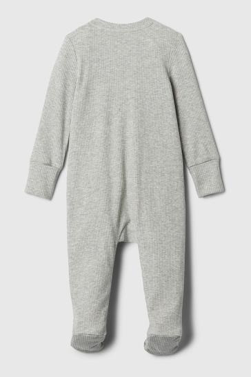Gap Grey First Favourites Ribbed Footed Sleepsuit (Newborn-9mths)