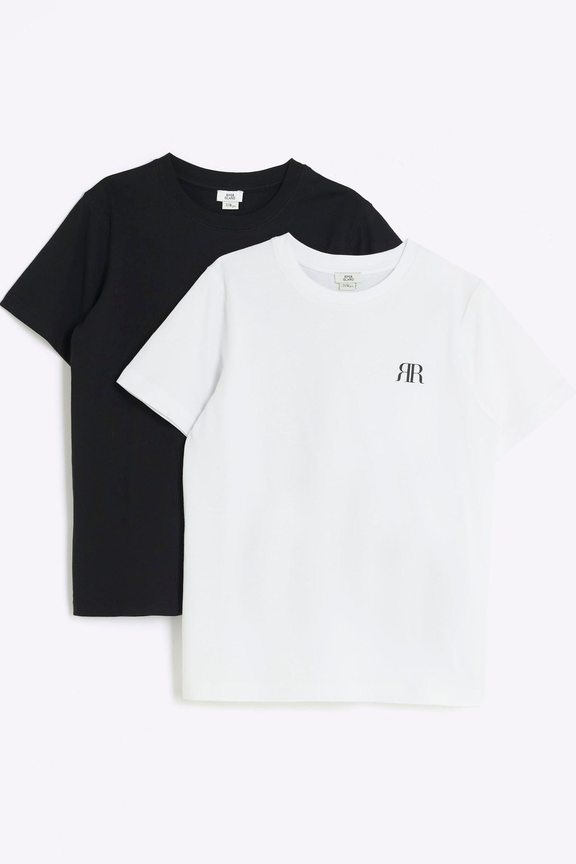 River Island White Boys T-Shirt 2 Packs - Image 1 of 3
