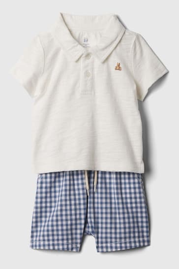Gap Blue Polo Outfit Shorts Set (Newborn-24mths)