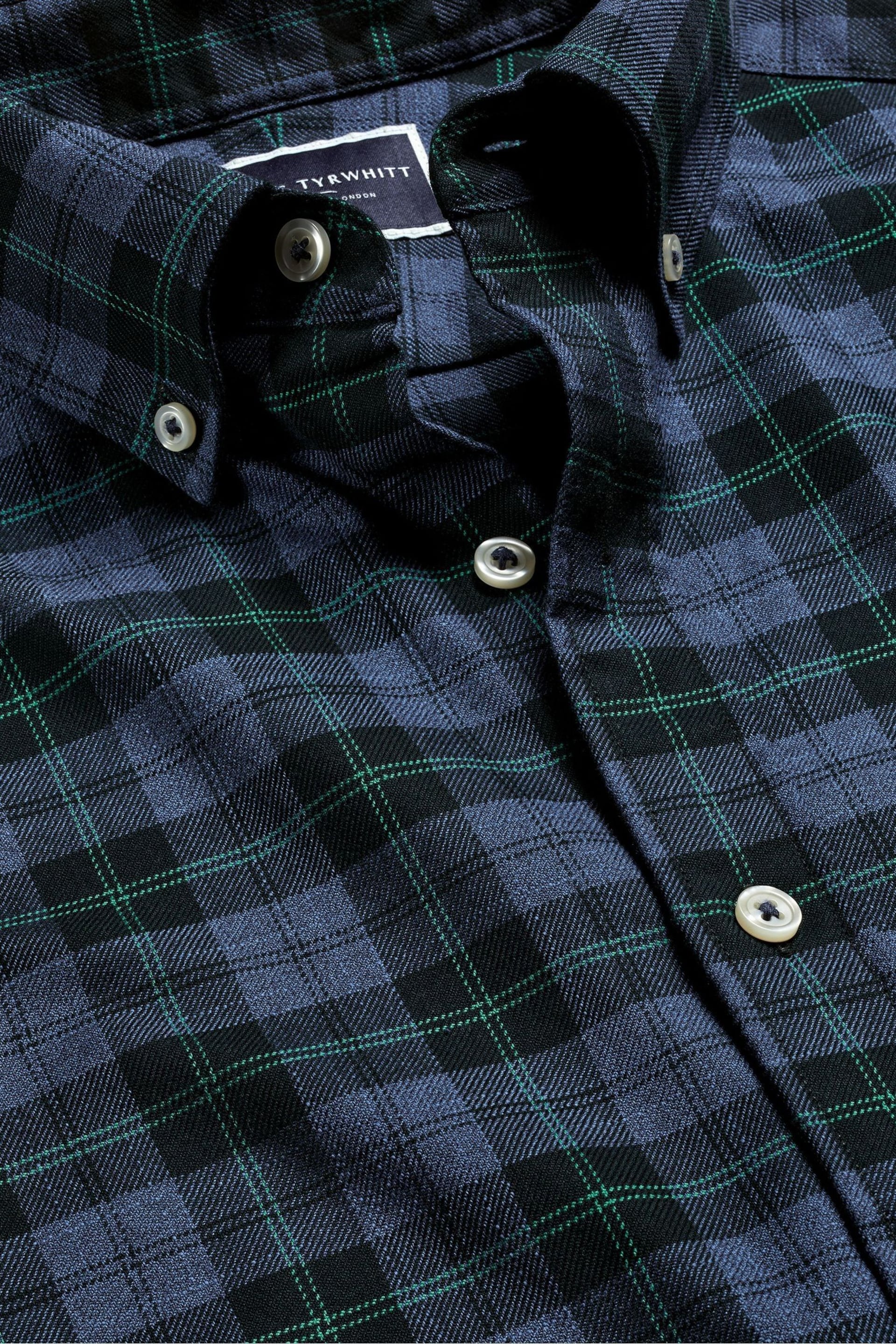 Charles Tyrwhitt Green Overcheck Slim Fit Non-iron Twill Shirt - Image 6 of 7