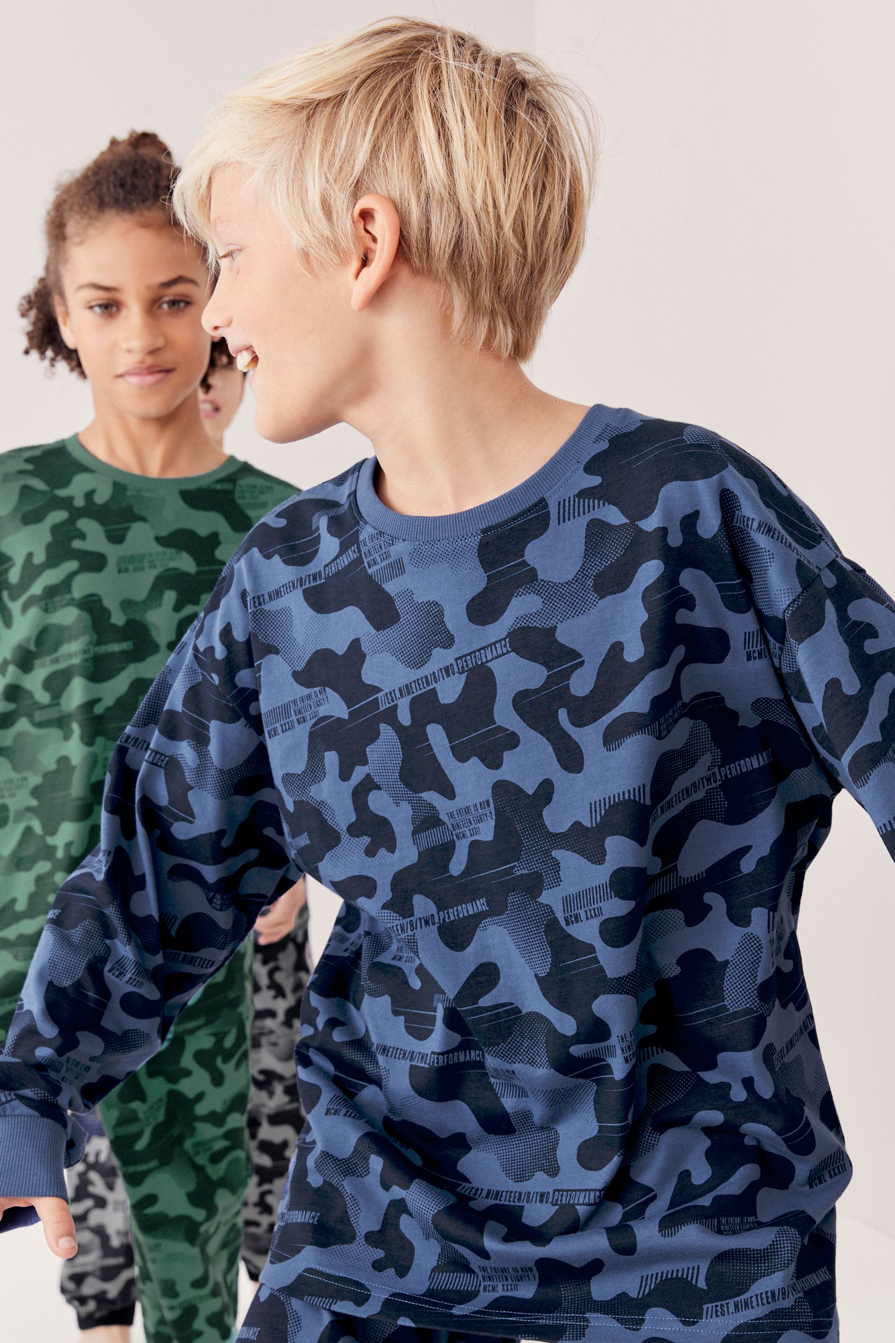 Buy Grey Blue Green Camouflage 3 Pack 100 Cotton Long Sleeve Pyjamas 3 16yrs from the Next UK online shop