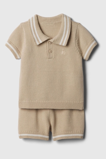 Gap Brown Knit Baby Sweater and Shorts Set (Newborn-24mths)