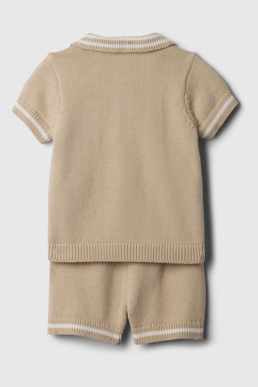 Gap Brown Knit Baby Sweater and Shorts Set (Newborn-24mths)