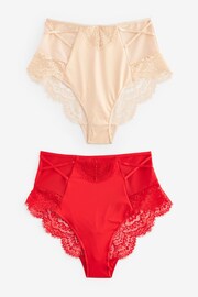 Red/Neutral High Rise Tummy Control Lace Knickers 2 Pack - Image 6 of 8